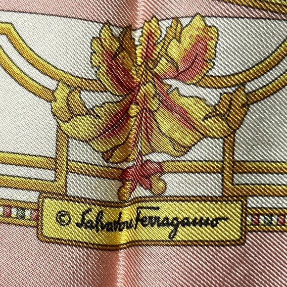 FERRAGAMO: Pink Floral & Zebra  Logo Silk Bag Scarf/Pocket Square 16" x 16" #135 - Picture 3 of 5